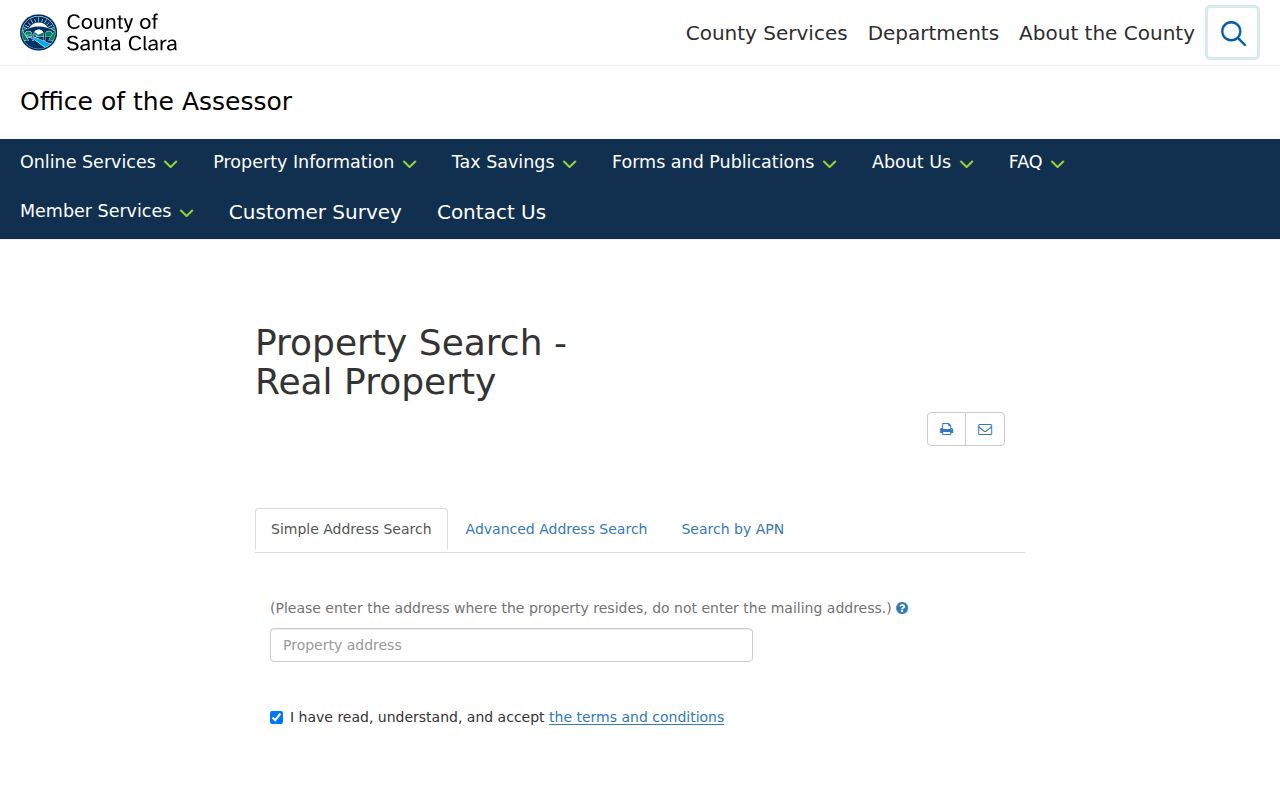 Los Gatos people search Santa Clara County assessor property form