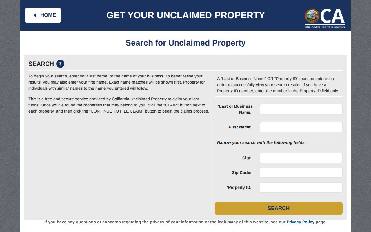 Los Gatos people search California unclaimed property lookup