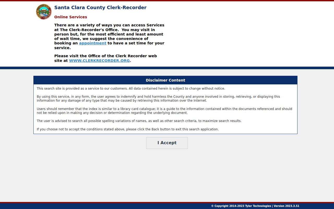 Los Gatos people search Clerk-Recorder self-service portal