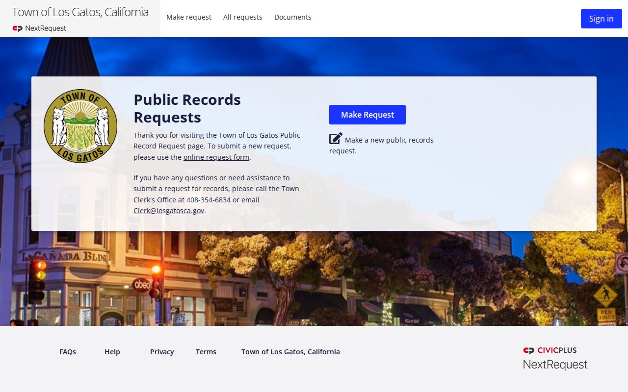 Los Gatos public records request portal